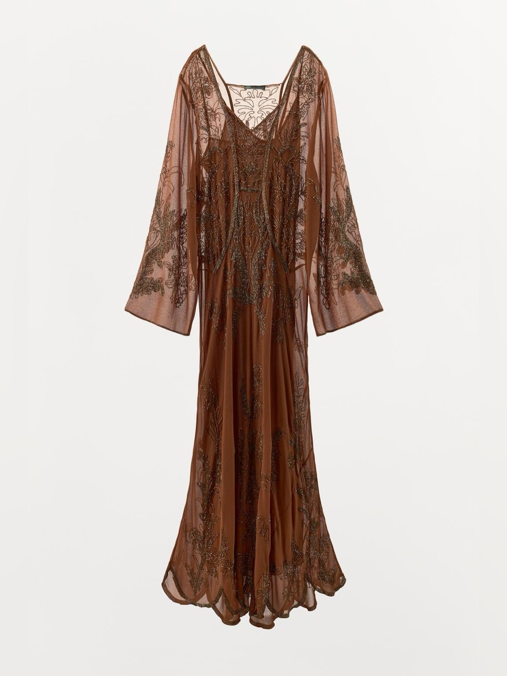 NWT Zara Woman Bloggers Fav LIMITED EDITION BEADED GEORGETTE DRESS Size L